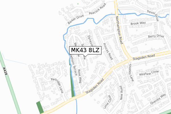 MK43 8LZ map - large scale - OS Open Zoomstack (Ordnance Survey)