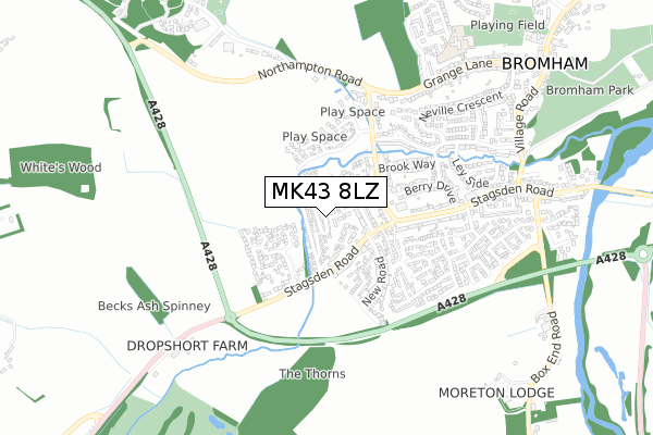 MK43 8LZ map - small scale - OS Open Zoomstack (Ordnance Survey)