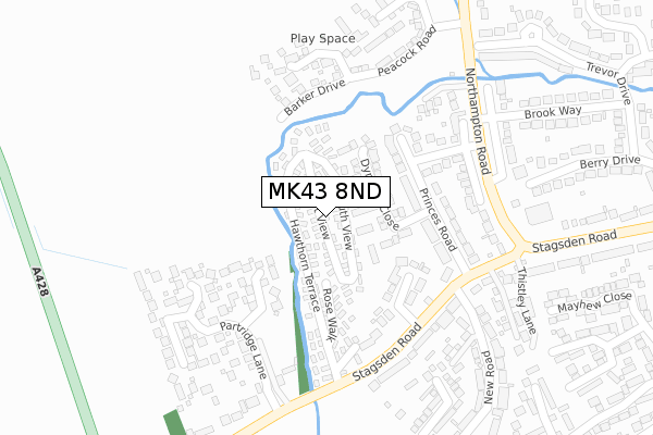 MK43 8ND map - large scale - OS Open Zoomstack (Ordnance Survey)