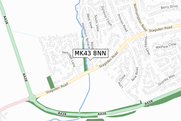 MK43 8NN map - large scale - OS Open Zoomstack (Ordnance Survey)