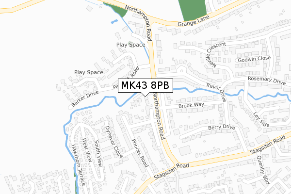 MK43 8PB map - large scale - OS Open Zoomstack (Ordnance Survey)