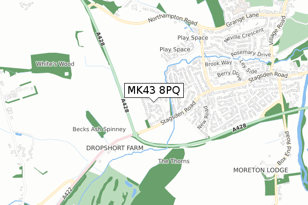 MK43 8PQ map - small scale - OS Open Zoomstack (Ordnance Survey)