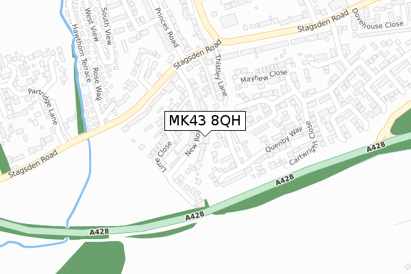 MK43 8QH map - large scale - OS Open Zoomstack (Ordnance Survey)