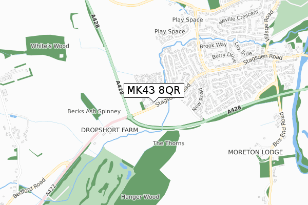 MK43 8QR map - small scale - OS Open Zoomstack (Ordnance Survey)