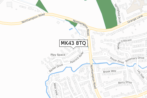 MK43 8TQ map - large scale - OS Open Zoomstack (Ordnance Survey)