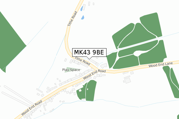 MK43 9BE map - large scale - OS Open Zoomstack (Ordnance Survey)