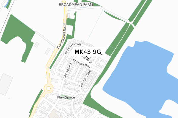 MK43 9GJ map - large scale - OS Open Zoomstack (Ordnance Survey)