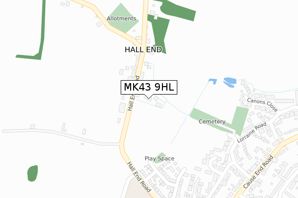 MK43 9HL map - large scale - OS Open Zoomstack (Ordnance Survey)