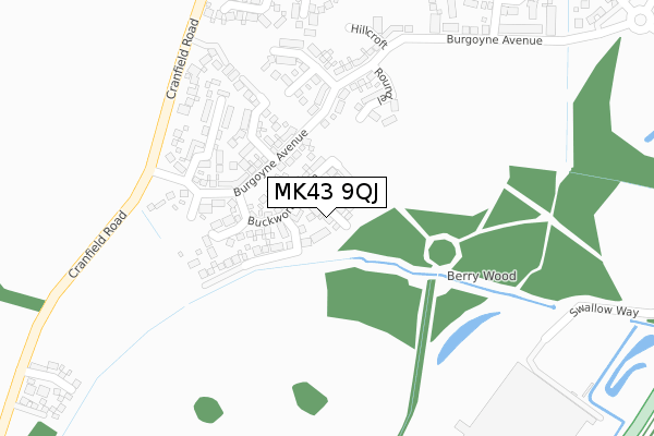 MK43 9QJ map - large scale - OS Open Zoomstack (Ordnance Survey)