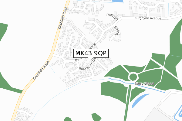 MK43 9QP map - large scale - OS Open Zoomstack (Ordnance Survey)