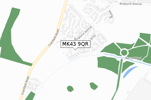 MK43 9QR map - large scale - OS Open Zoomstack (Ordnance Survey)