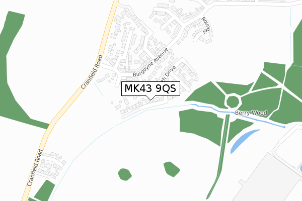 MK43 9QS map - large scale - OS Open Zoomstack (Ordnance Survey)