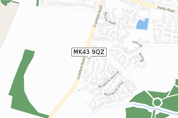 MK43 9QZ map - large scale - OS Open Zoomstack (Ordnance Survey)