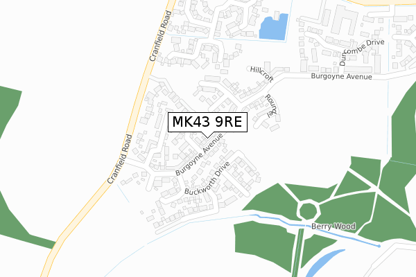 MK43 9RE map - large scale - OS Open Zoomstack (Ordnance Survey)