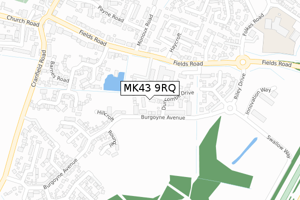 MK43 9RQ map - large scale - OS Open Zoomstack (Ordnance Survey)