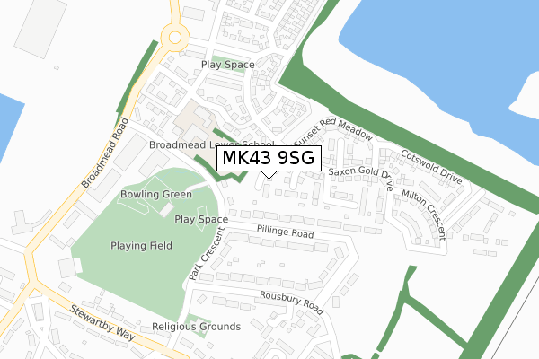 MK43 9SG map - large scale - OS Open Zoomstack (Ordnance Survey)