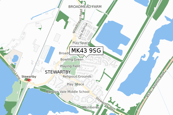 MK43 9SG map - small scale - OS Open Zoomstack (Ordnance Survey)