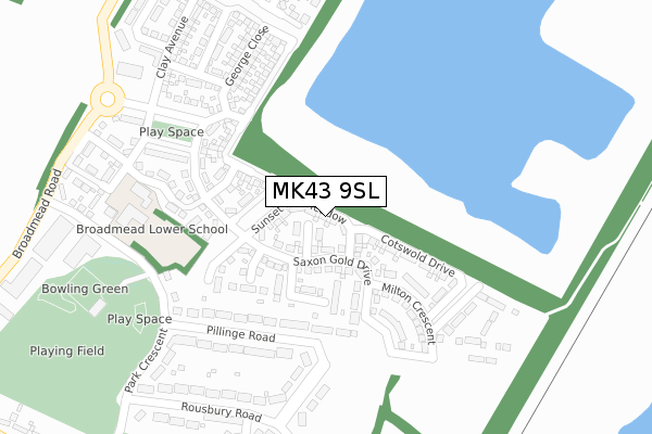 MK43 9SL map - large scale - OS Open Zoomstack (Ordnance Survey)