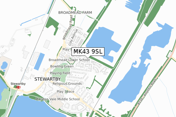 MK43 9SL map - small scale - OS Open Zoomstack (Ordnance Survey)