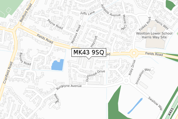 MK43 9SQ map - large scale - OS Open Zoomstack (Ordnance Survey)