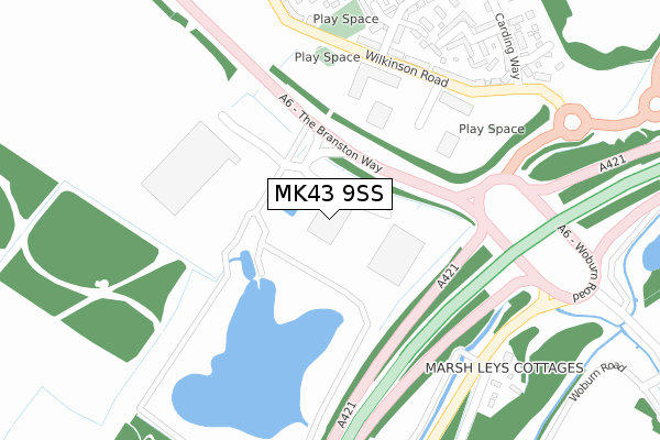 MK43 9SS map - large scale - OS Open Zoomstack (Ordnance Survey)