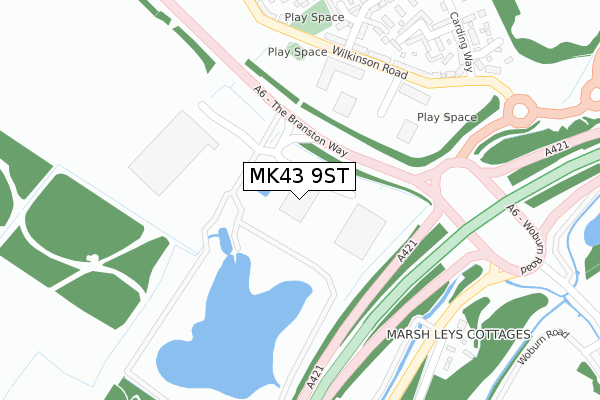 MK43 9ST map - large scale - OS Open Zoomstack (Ordnance Survey)