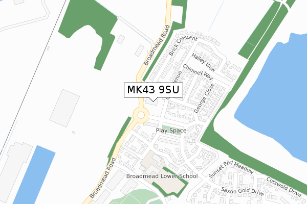 MK43 9SU map - large scale - OS Open Zoomstack (Ordnance Survey)