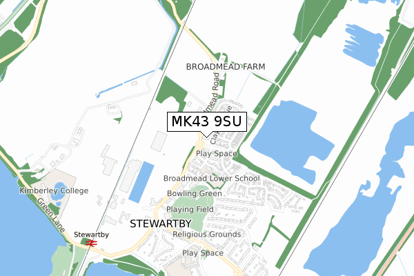 MK43 9SU map - small scale - OS Open Zoomstack (Ordnance Survey)