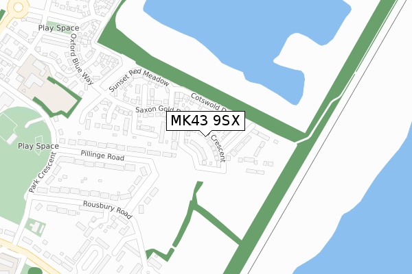 MK43 9SX map - large scale - OS Open Zoomstack (Ordnance Survey)