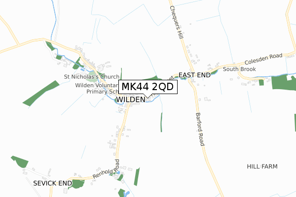 MK44 2QD map - small scale - OS Open Zoomstack (Ordnance Survey)