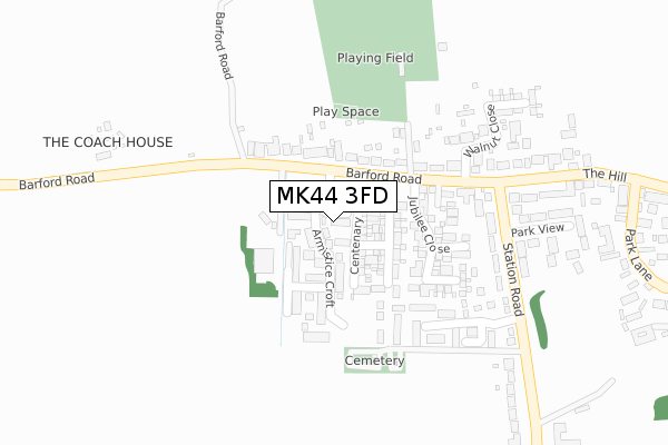 MK44 3FD map - large scale - OS Open Zoomstack (Ordnance Survey)