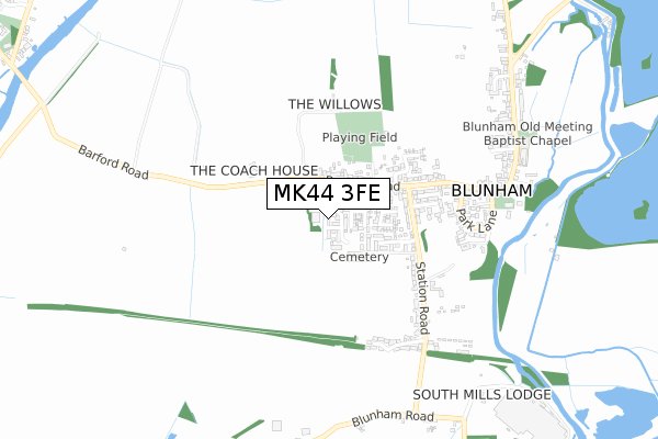 MK44 3FE map - small scale - OS Open Zoomstack (Ordnance Survey)