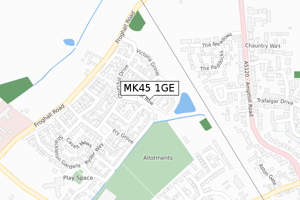 MK45 1GE map - large scale - OS Open Zoomstack (Ordnance Survey)