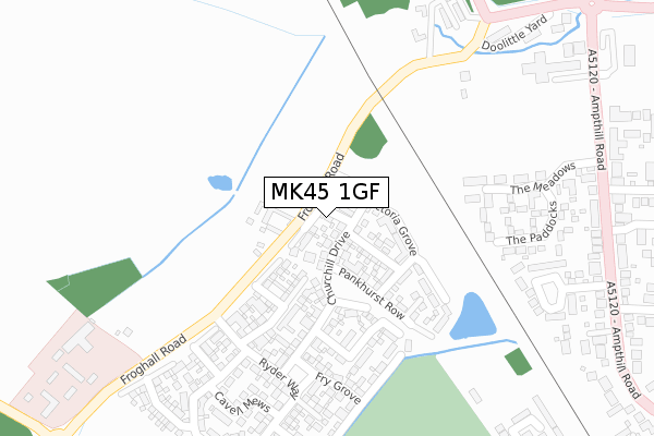 MK45 1GF map - large scale - OS Open Zoomstack (Ordnance Survey)