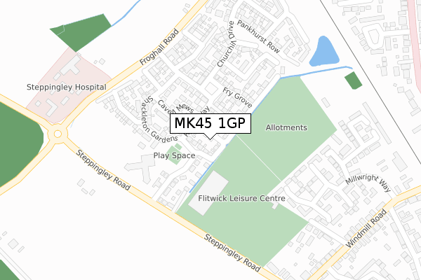 MK45 1GP map - large scale - OS Open Zoomstack (Ordnance Survey)