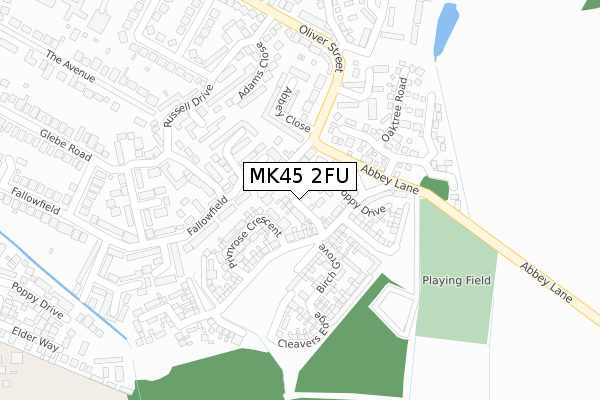 MK45 2FU map - large scale - OS Open Zoomstack (Ordnance Survey)