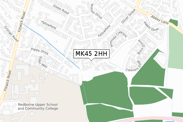 MK45 2HH map - large scale - OS Open Zoomstack (Ordnance Survey)