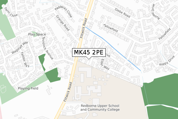 MK45 2PE map - large scale - OS Open Zoomstack (Ordnance Survey)