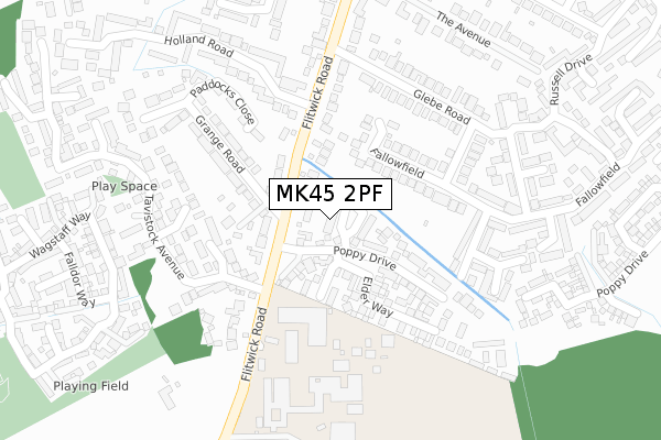 MK45 2PF map - large scale - OS Open Zoomstack (Ordnance Survey)