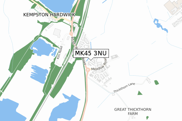 MK45 3NU map - small scale - OS Open Zoomstack (Ordnance Survey)