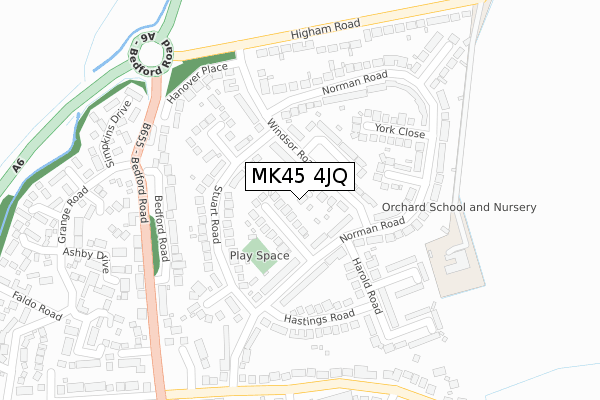 MK45 4JQ map - large scale - OS Open Zoomstack (Ordnance Survey)