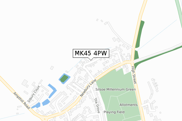 MK45 4PW map - large scale - OS Open Zoomstack (Ordnance Survey)