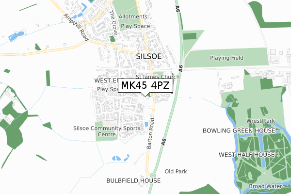 MK45 4PZ map - small scale - OS Open Zoomstack (Ordnance Survey)