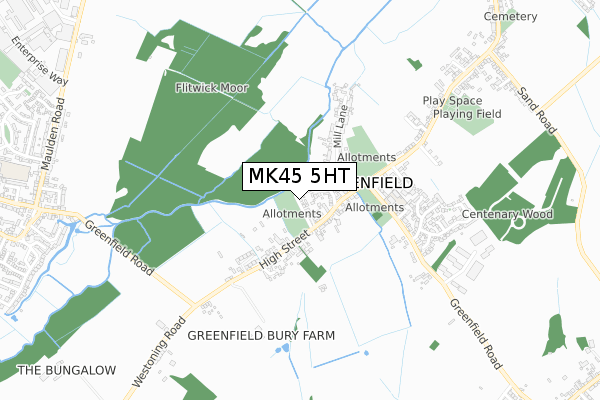 MK45 5HT map - small scale - OS Open Zoomstack (Ordnance Survey)