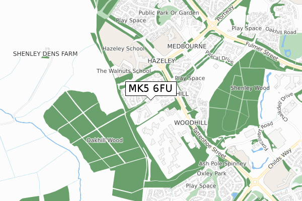 MK5 6FU map - small scale - OS Open Zoomstack (Ordnance Survey)