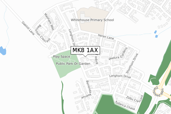 MK8 1AX map - large scale - OS Open Zoomstack (Ordnance Survey)