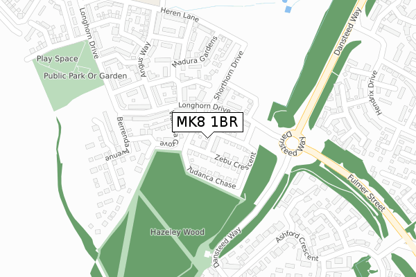 MK8 1BR map - large scale - OS Open Zoomstack (Ordnance Survey)