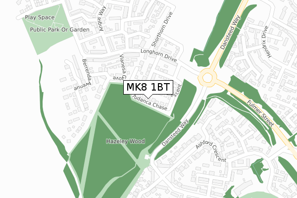 MK8 1BT map - large scale - OS Open Zoomstack (Ordnance Survey)