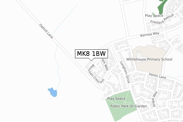 MK8 1BW map - large scale - OS Open Zoomstack (Ordnance Survey)