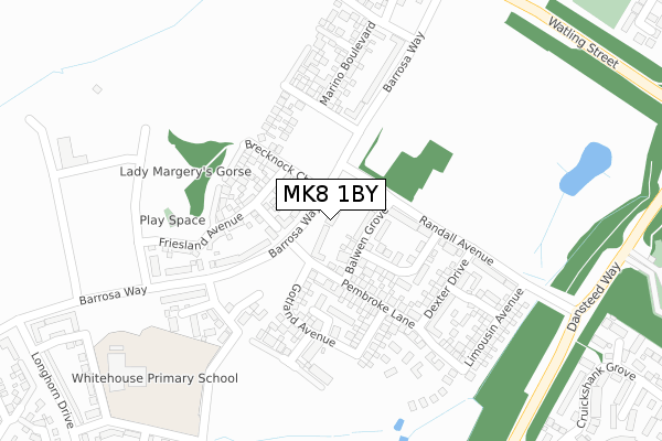 MK8 1BY map - large scale - OS Open Zoomstack (Ordnance Survey)